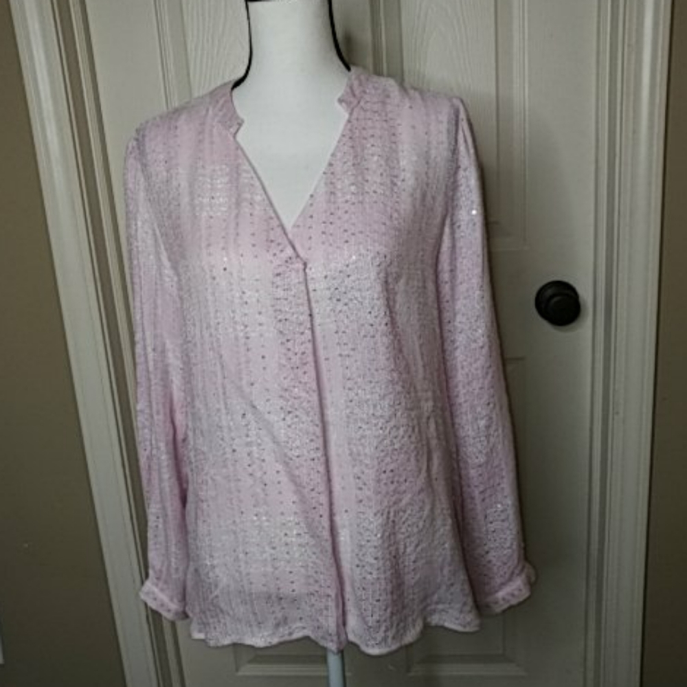 Jennifer Lopez JLo Embellished Linen Like Blouse L